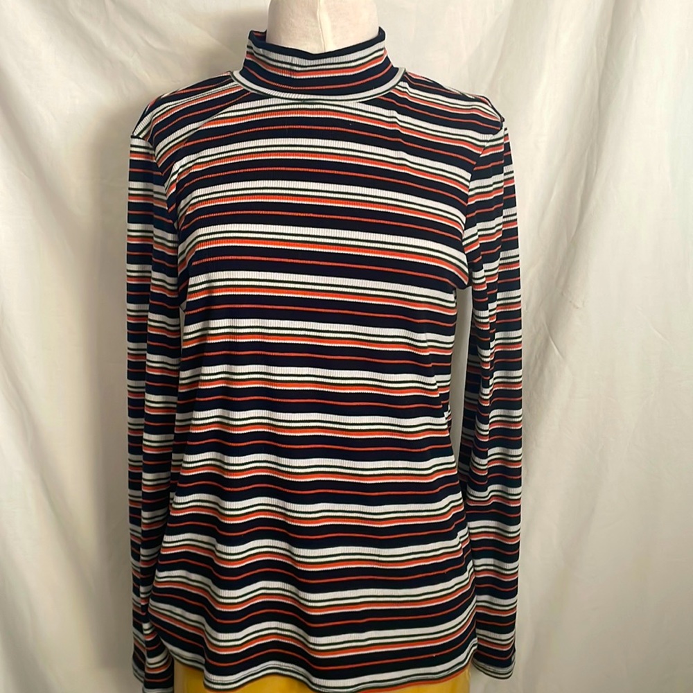 NWOT striped velvet heart turtle neck. SZ M